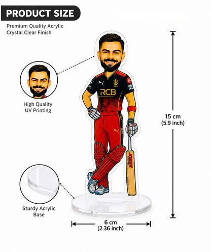 Virat Kohli RCB Acrylic Standee 15cm | Royal Challengers Bengaluru Cricket Fan Collectible Desk Decor