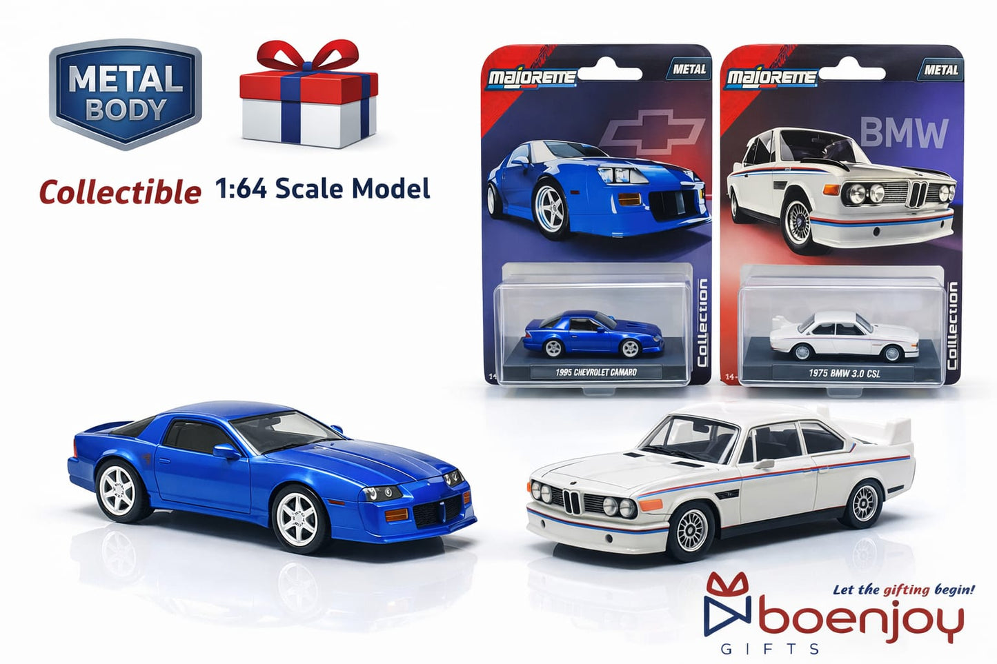 Majorette Die-Cast Metal Toy Car – 1995 Chevrolet Camaro & 1975 BMW 3.0 CSL Hot Wheels(SET OF 2) | 1:64 Scale Collectible Model Cars for Kids & Collectors| COD NOT AVAILABLE
