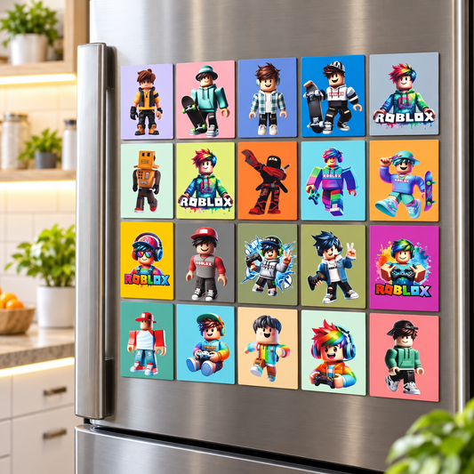 Roblox Kids Fridge Magnet Set, Refrigerator Magnets | Fun Collectible Gift & Home Décor (Pack of 20) 4x5 cm