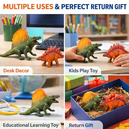 Spinosaurus & Stegosaurus Dinosaur Figures Set of 2 | Realistic Simulation Models | Kids Educational Figures | Desk Decor & Return Gift