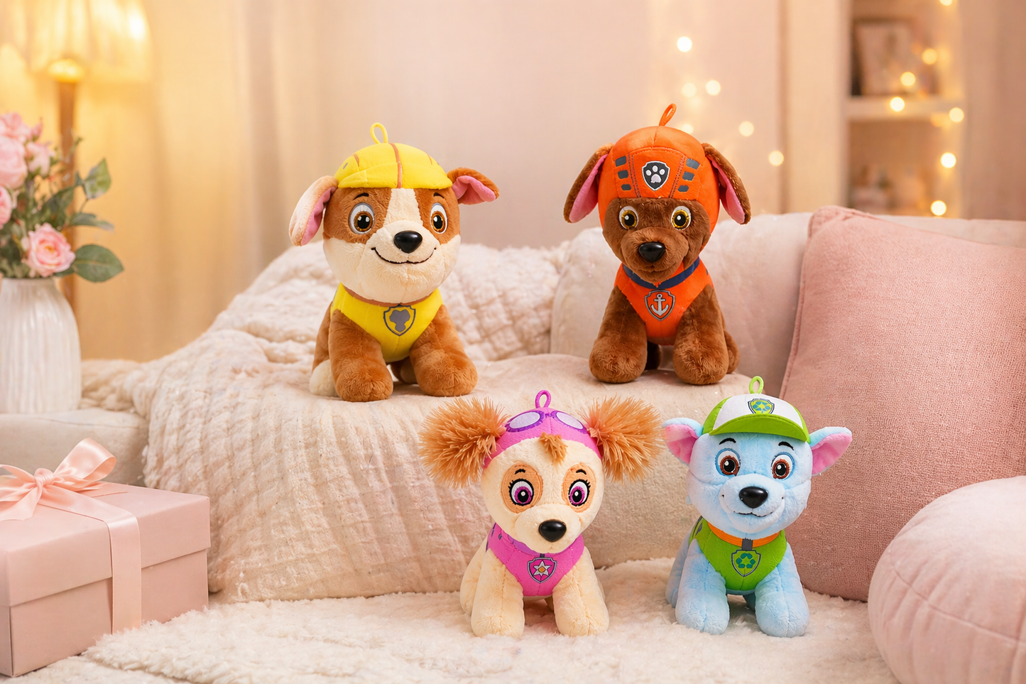 Paw Patrol Style Plush Toy Set – Cute Dog Soft Toys for Kids (4 Characters), Cuddly Stuffed Toys Gift for Babies & Children Random 1 pcs