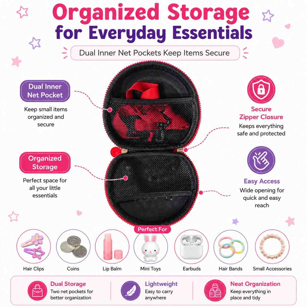 Cute Mini Purse for Little Girls | Round Crossbody Sling Bag | Soft Silicone Coin Purse | Kids Shoulder Bag | Random 1 Piece