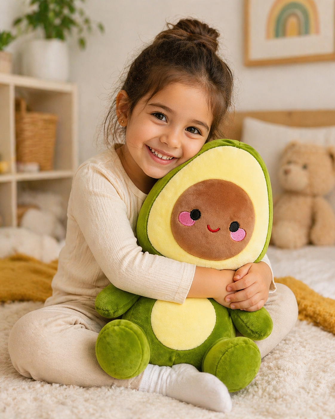 Cute Avocado Plush Toy (35cm) – Soft Stuffed Kawaii Cushion for Kids, Girls, Boys & Gift Lovers
