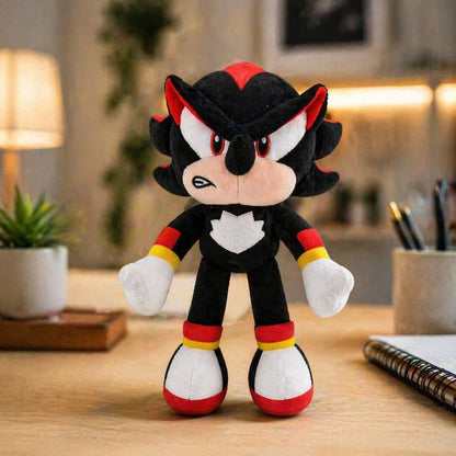 Shadow Hedgehog Style Plush Toy (32cm) | Black & Red Cartoon Character Soft Toy for Kids & Gifts