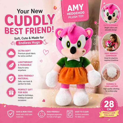 Amy Hedgehog Style Plush Toy – Approx 32cm Soft Cartoon Stuffed Doll for Kids | Cute Pink Cuddly Gift Toy