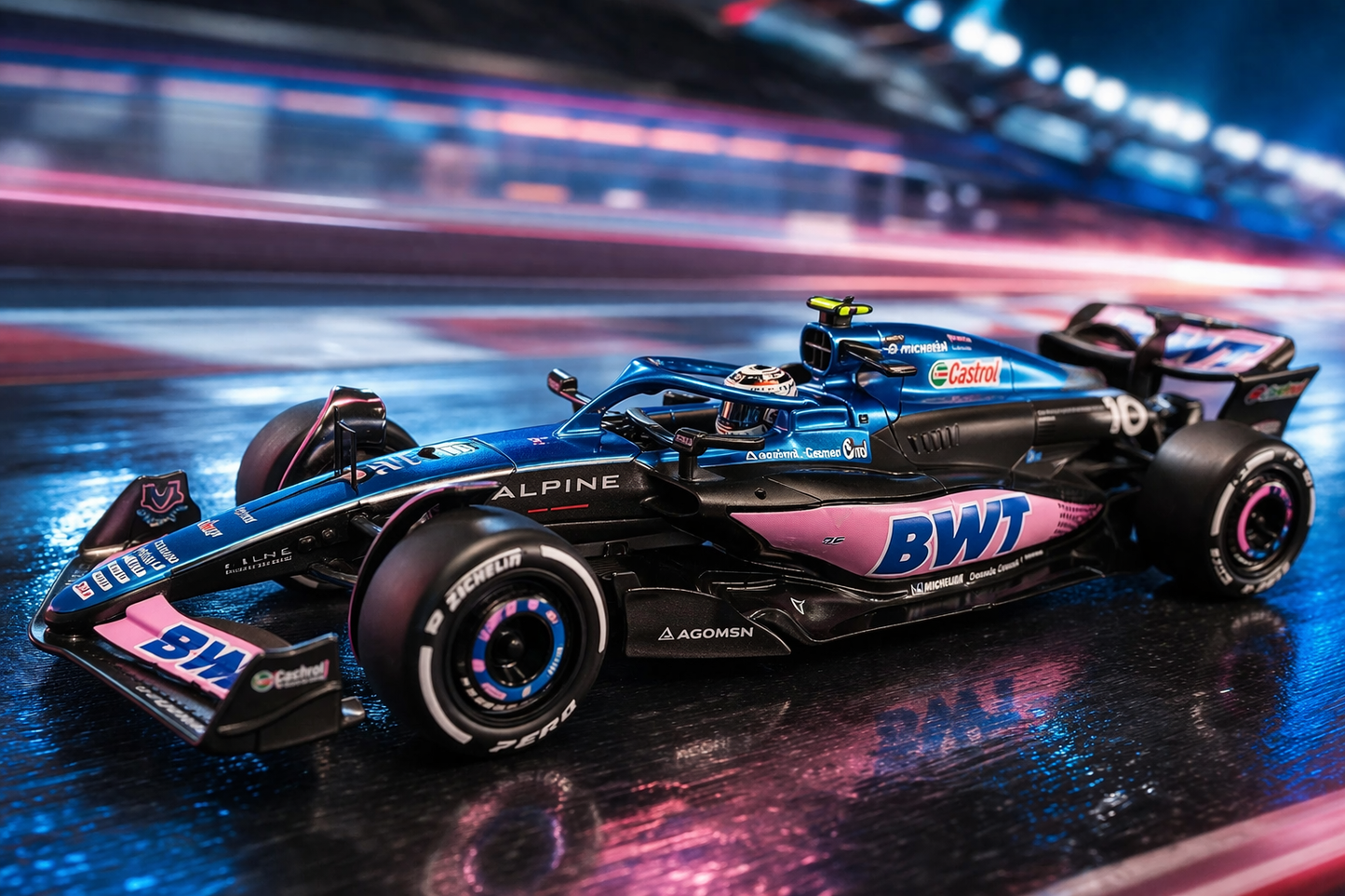 Bburago Alpine A523 F1 Diecast Model Car 1:43 Scale | Pierre Gasly #10 | BWT Formula 1 Collectible with Display Case