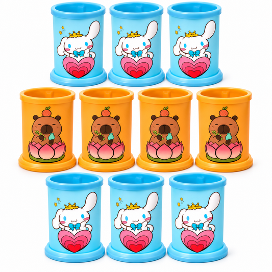 Cinnamoroll & Cute Bear Pen Stand Set of 10 Pieces, Colorful Plastic Pencil Holder & Desk Organizer for Kids, School & Stationery( Cod Not Available)