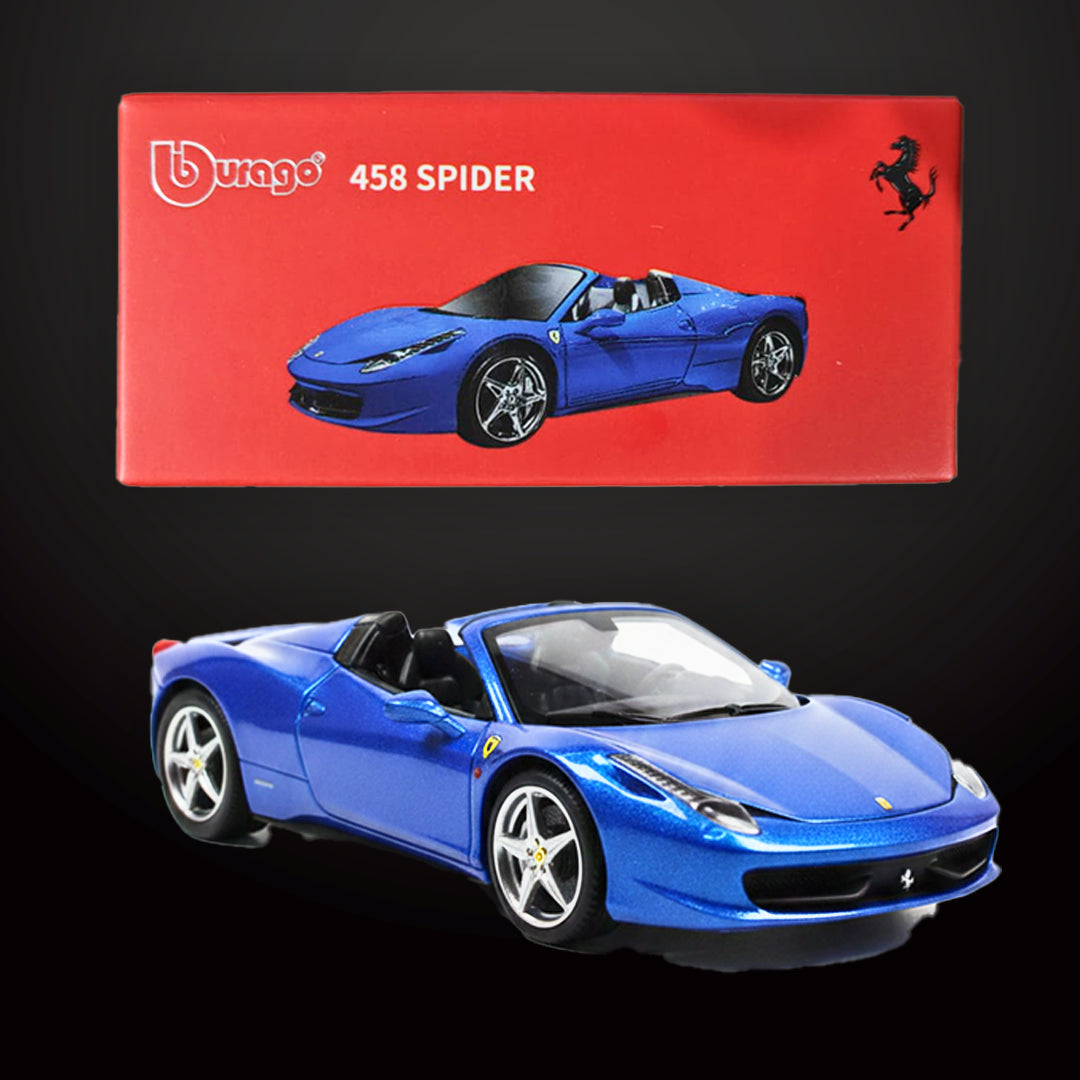 Bburago 458 Spider Blue Die-Cast Metal Model Sports Car – Collectible Toy Car | COD Not Available