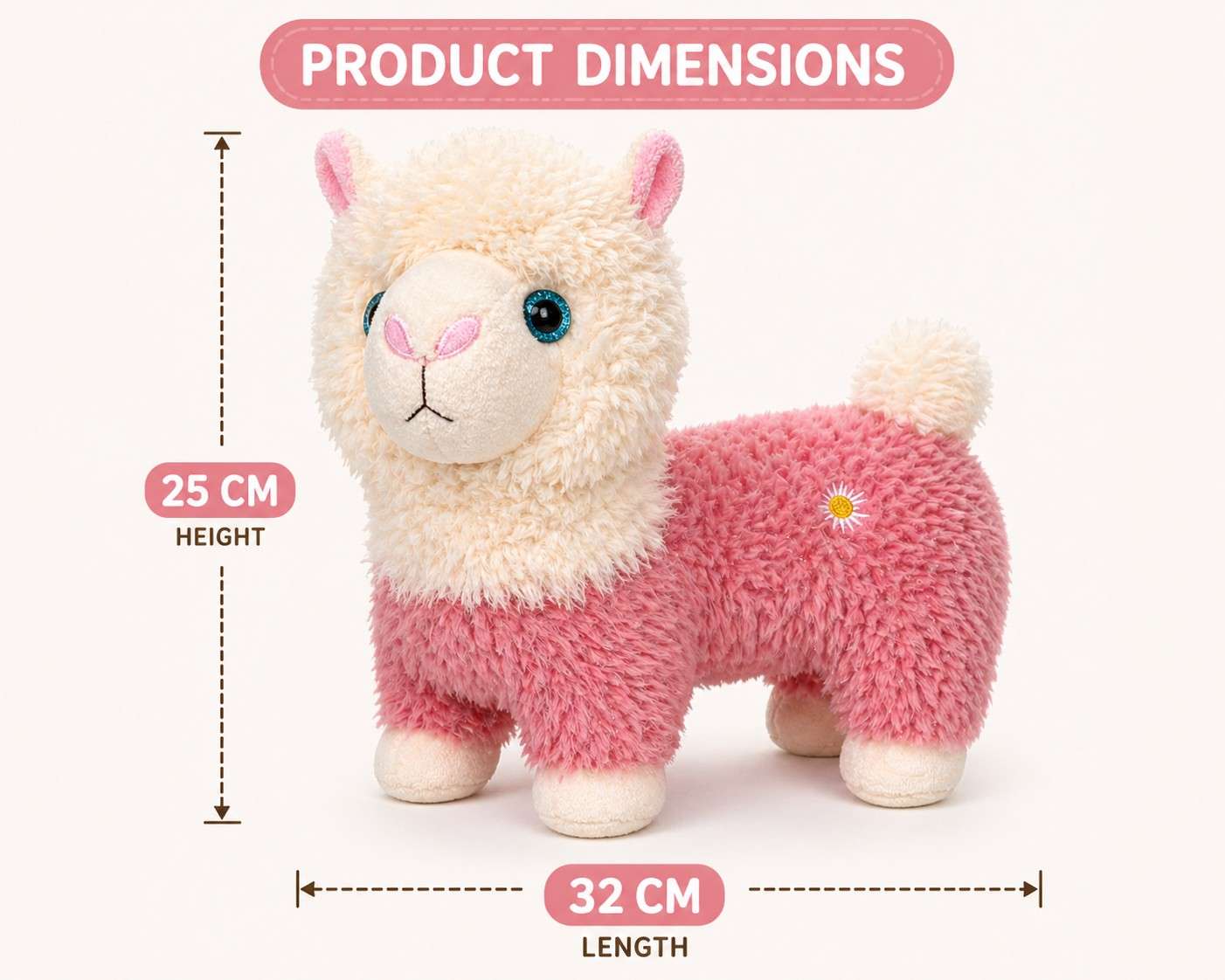 Luna the Cozy Alpaca Plush Toy (32cm) – Ultra Soft Cute Pink Llama Stuffed Animal for Kids, Gifts & Room Decor