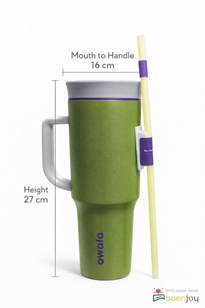 Insulated Tumbler Mug with Handle & Straw | Leakproof BPA Free Travel Coffee Cup | Hot & Cold Drink Tumbler 1185ML