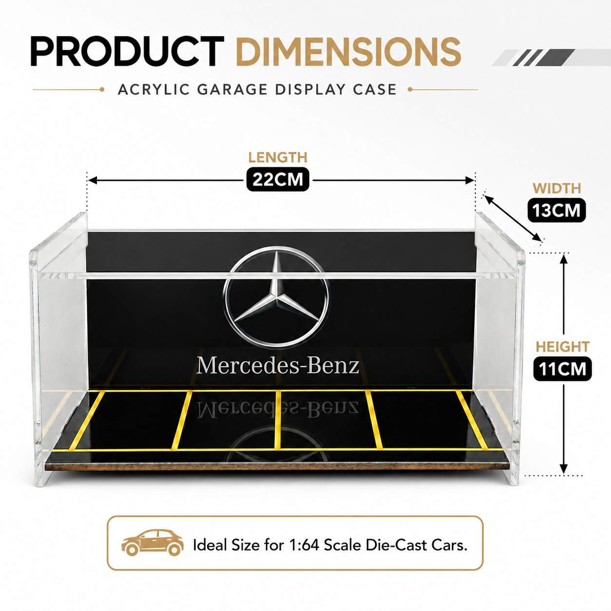 Mercedes-Benz Acrylic Garage Display Case for 1:64 Scale Die-Cast Cars | Premium Collector Showcase Display Stand | Dustproof Model Car Storage Organizer