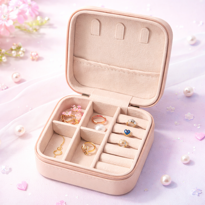 K-Pop Demon Hunters Style Jewelry Storage Box for Girls | Pink Cartoon Organizer Case | Portable Travel Jewelry Holder for Rings, Earrings & Accessories | Gift for Kids