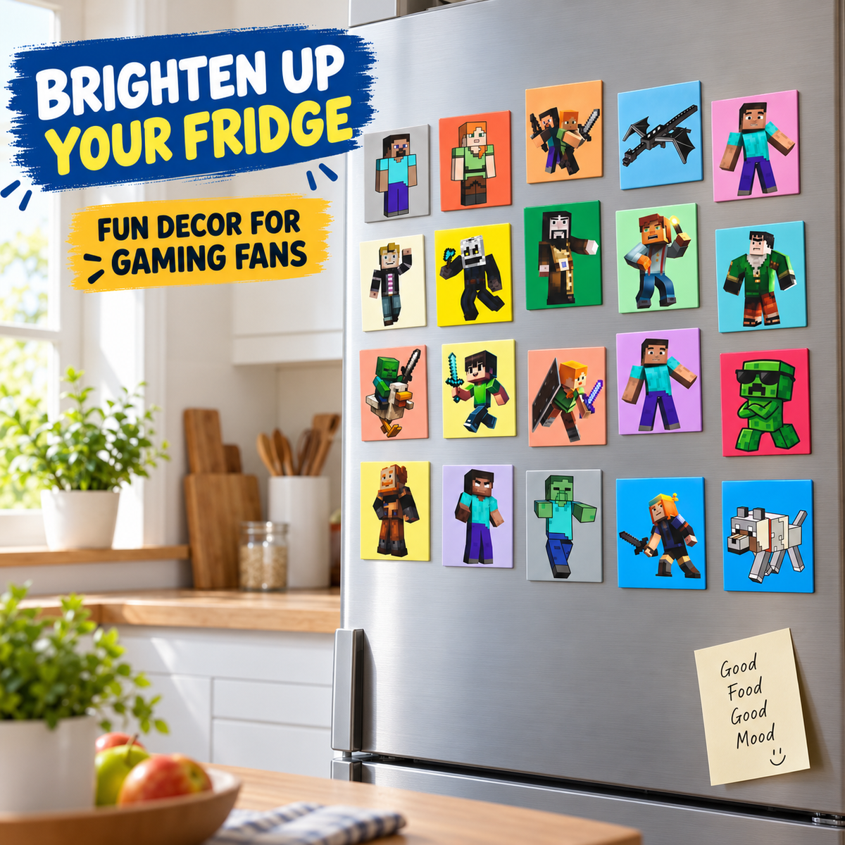 Minecraft Kids Fridge Magnet Set, Refrigerator Magnets | Fun Collectible Gift & Home Décor (Pack of 20) 4x5 cm