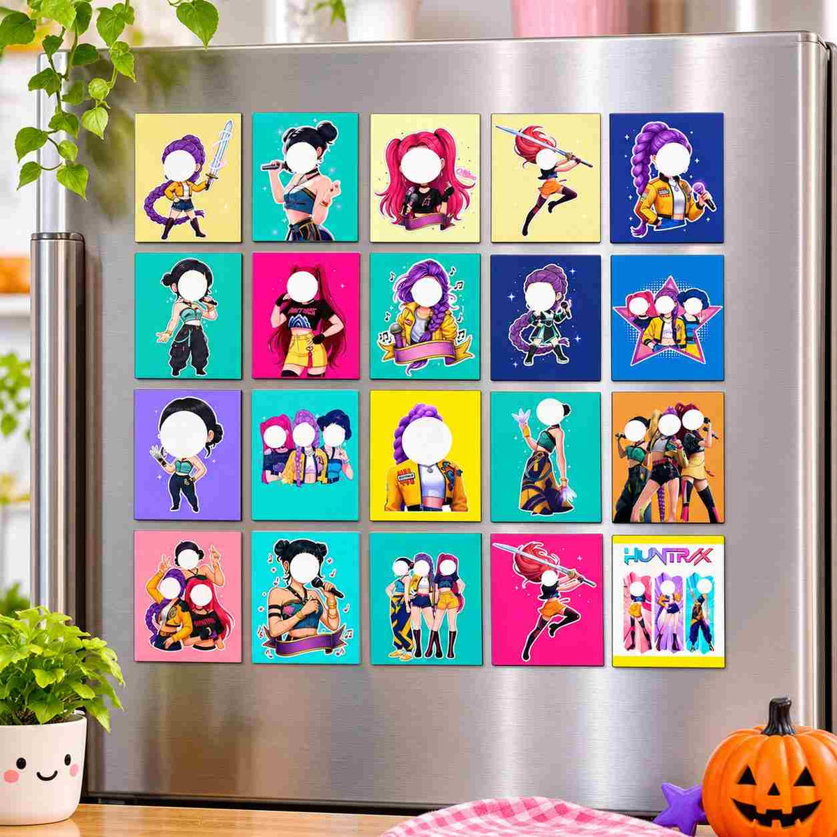K POP Demon Hunters Kids Fridge Magnet Set, Refrigerator Magnets | Decorative Kitchen Magnets for Kids | Fun Collectible Gift & Home Décor (Pack of 20) 4x5 cm