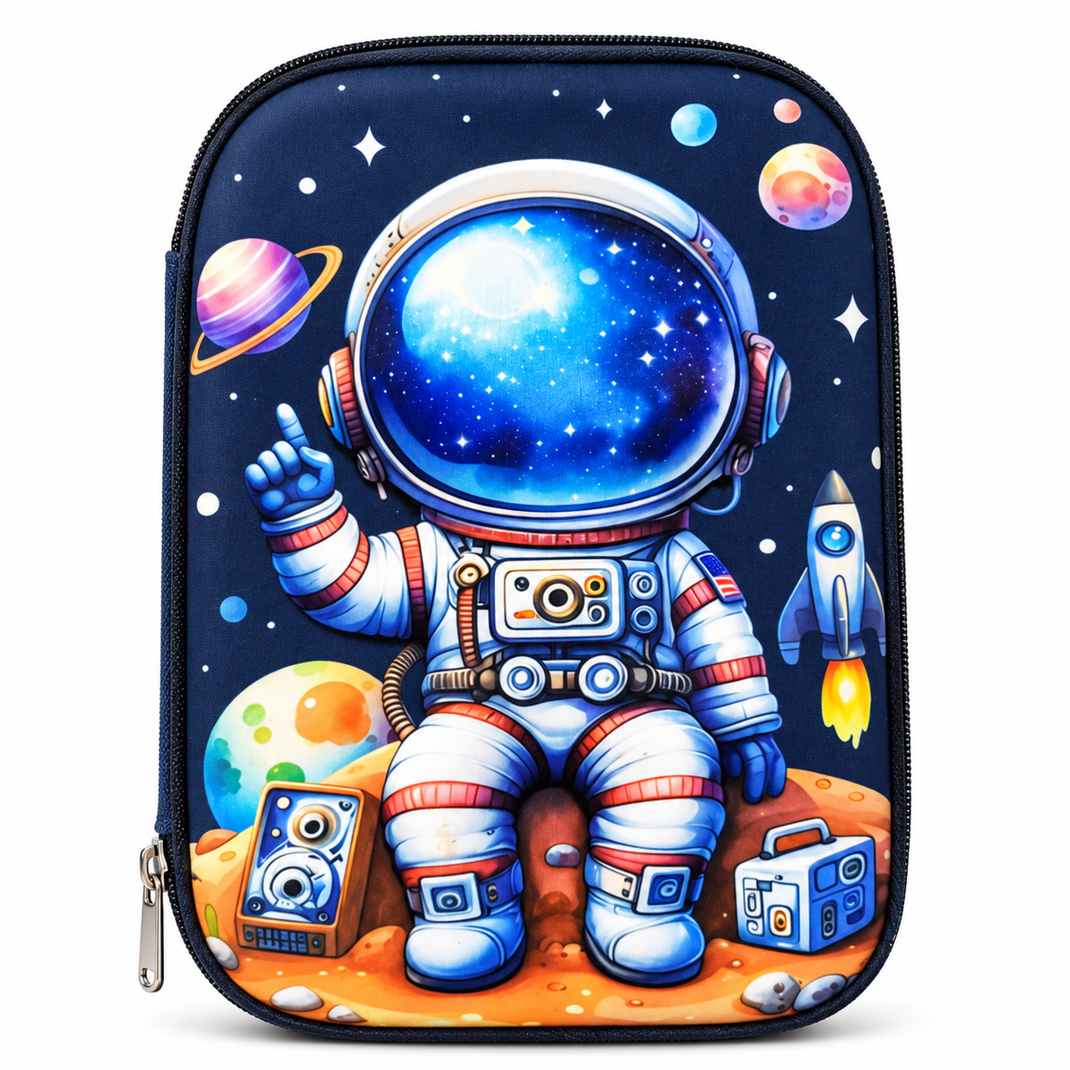 Astronaut Pencil Pouch for Kids | Space Theme Multi-Compartment Stationery Organizer