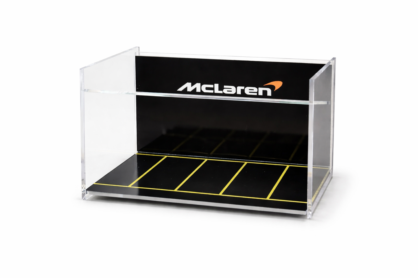 Acrylic Display Garage Case for Hot Wheels- Dustproof with Garage Background, Mini Car Display Box- 21x15x13 cm | to be Assembled (Only Display Case, Without Cars, No Light) mclaren f1
