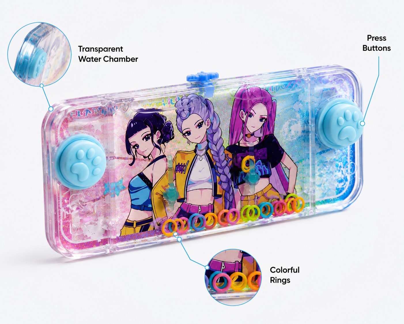 K POP Demon Hunters Water Ring Game Toy for Kids – Interactive Handheld Water Ring Toss Game, Colorful Floating Rings, Random 1 PC (Copy)