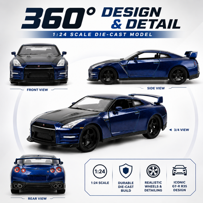 Jada Fast & Furious Brian’s Nissan GT-R (R35) 1:24 Scale Die-Cast Model Car – Metallic Blue Collectible( COD NOT AVAILABLE)
