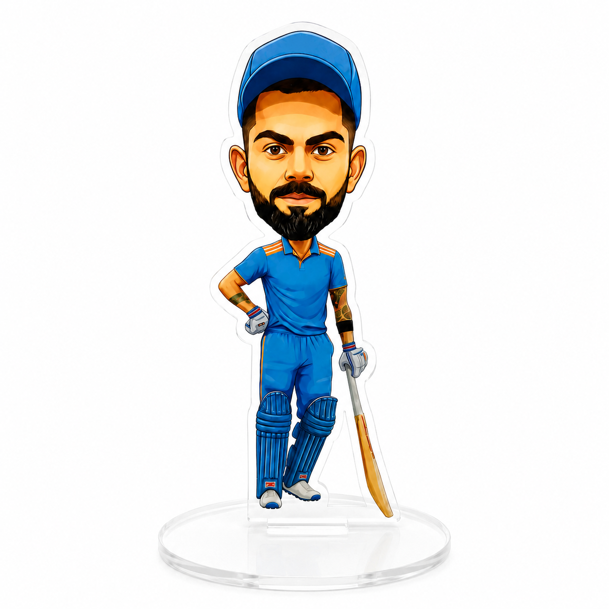 Virat Kohli Acrylic Stand Figure | Premium Cricket Player Desk Collectible | Clear Acrylic Tabletop Stand for Office, Study & Room Decor