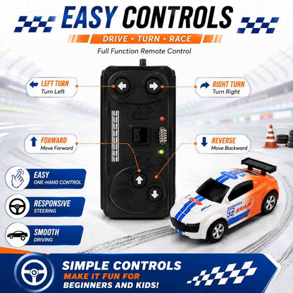 Mini Remote Control Car with Can-Shaped Storage Box | Rechargeable RC Racing Car with Built-in Charging Cable | Portable Toy Gift for Kids( NO COD AVAILABLE)
