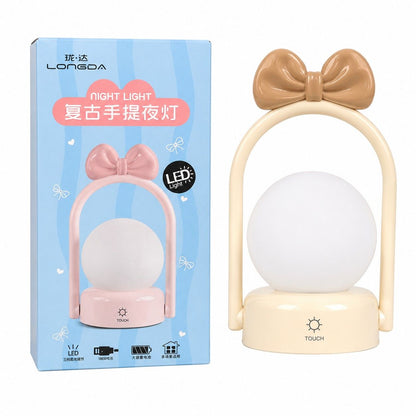 LED Bow Night Lamp Rechargeable Touch Control Bedside Lamp | Random 1 Design | Cute Portable Night Light for Kids Bedroom Nursery