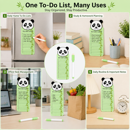 Panda Theme Acrylic to Do List Board with Marker, Reusable Writing Planner, Magnetic Daily Task Checklist Board, Cute Panda Design, 24 × 9 cm, Green