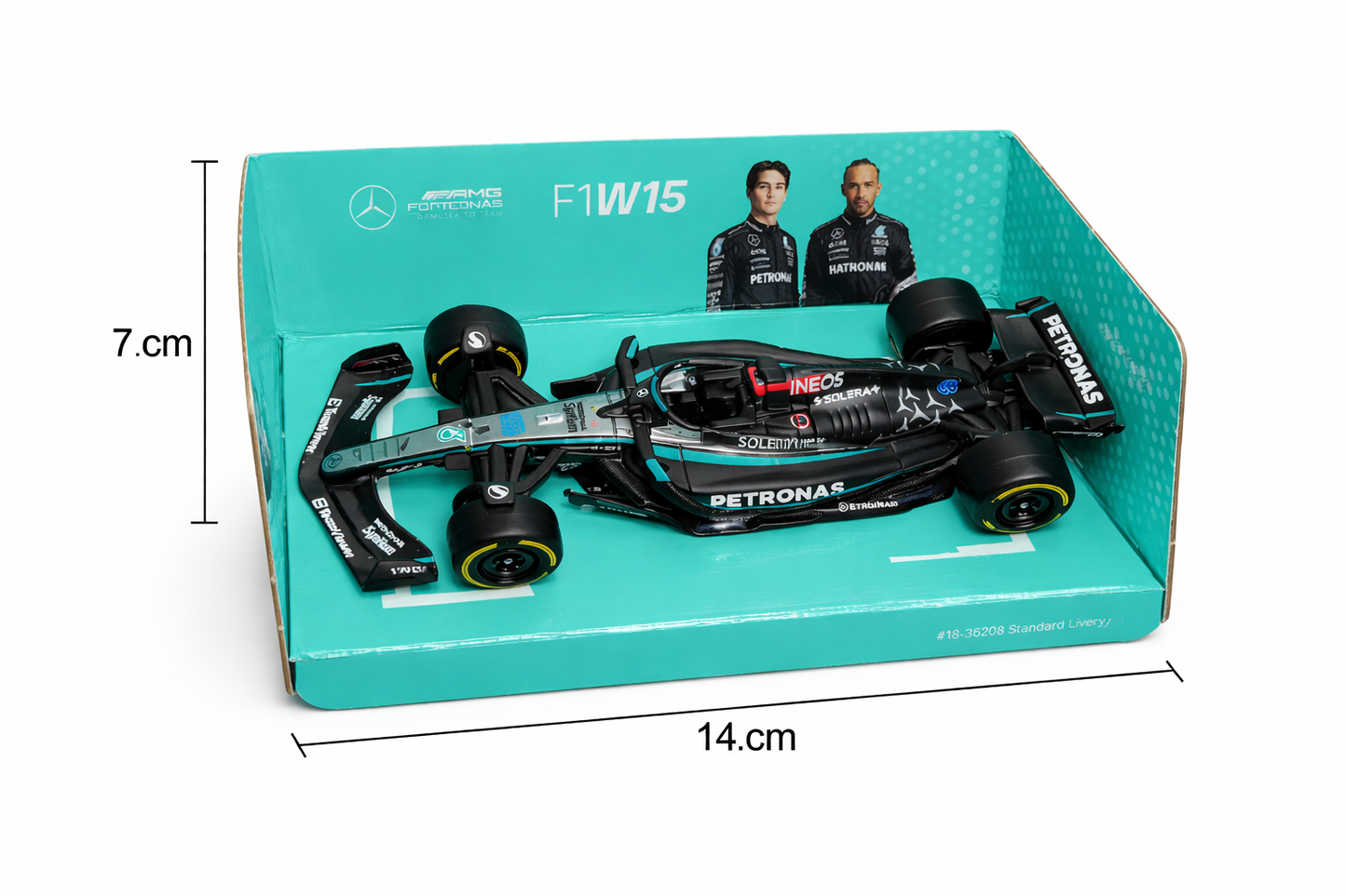 Mercedes AMG Petronas F1 W15 Diecast Model Car No. 63 1:43 Scale – Bburago Formula 1 Racing Car Toy for Kids & Collectors