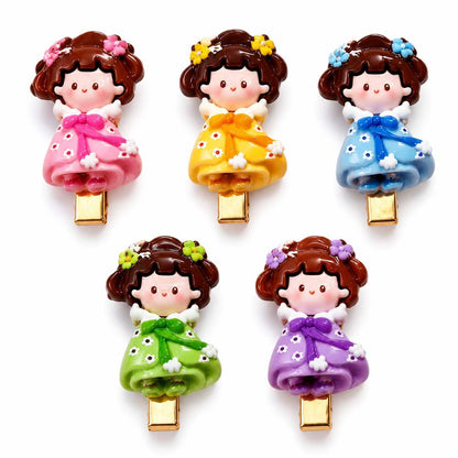 Cute Cartoon Princess Hair Clip Set of 5 | Colorful Snap Hair Clips for Girls, Kids & Toddlers