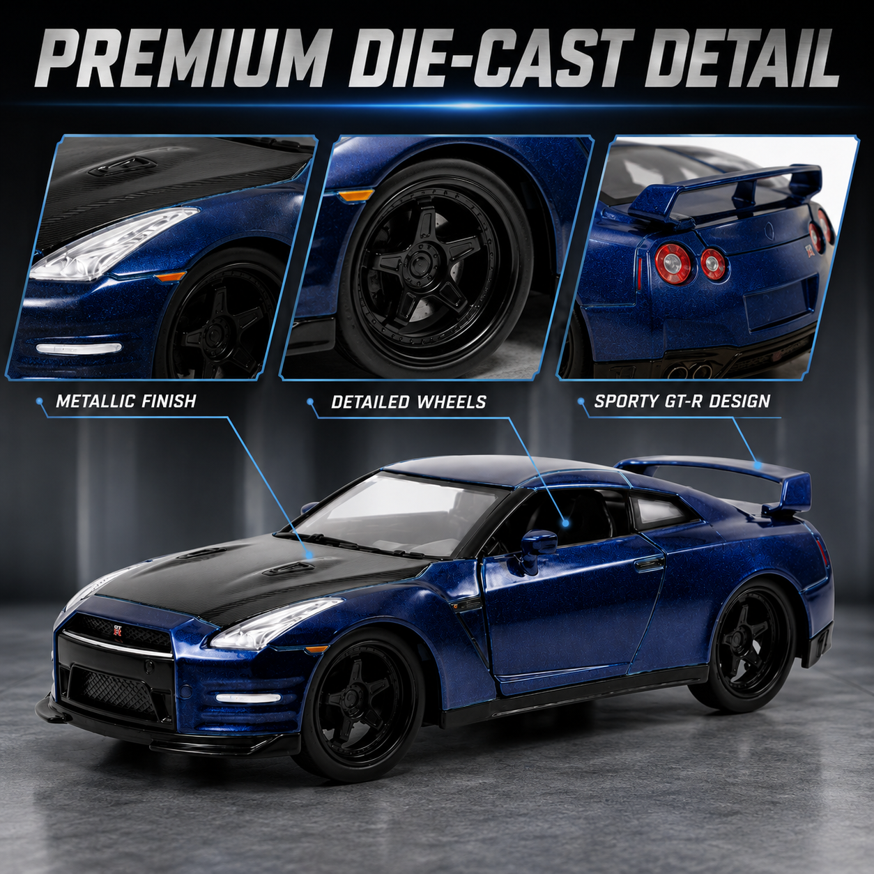Jada Fast & Furious Brian’s Nissan GT-R (R35) 1:24 Scale Die-Cast Model Car – Metallic Blue Collectible( COD NOT AVAILABLE)