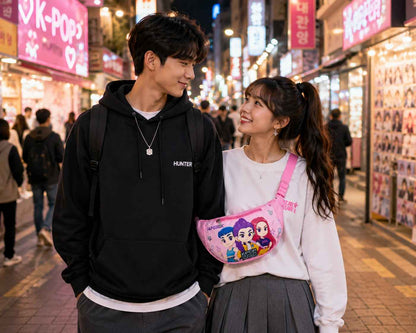 K-Pop Demon Hunters Waist Bag for Girls – Rumi, Mira & Zoey Cartoon Crossbody Sling Bag, Adjustable Travel Fanny Pack