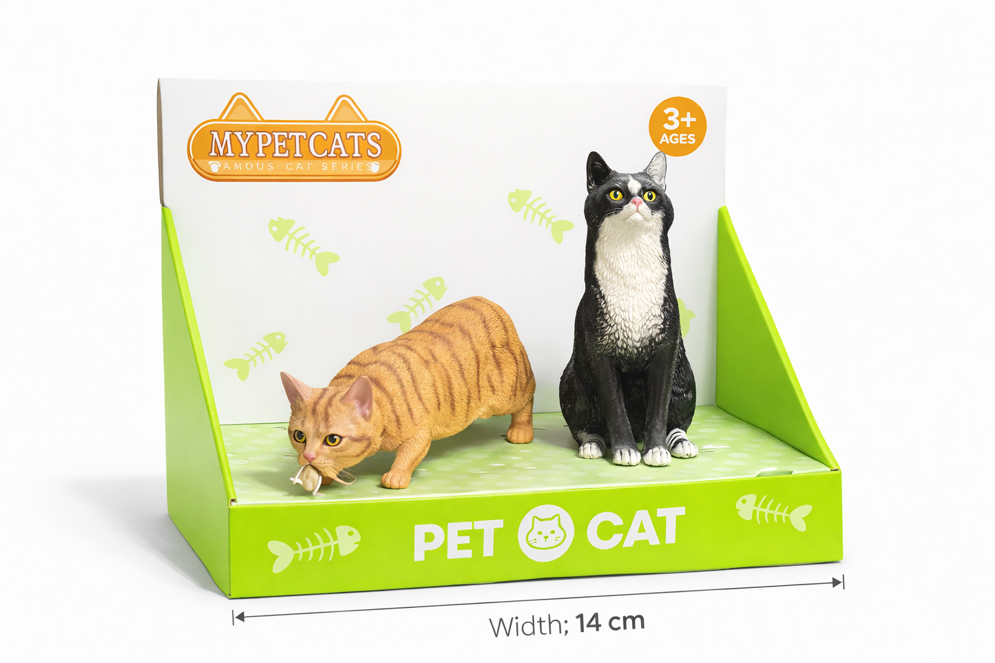 Realistic Cat Figurines Set of 2 – Orange Tabby & Black Tuxedo Cat | Mini Animal Toys for Kids & Adults | Home Decor Collectibles for All Ages