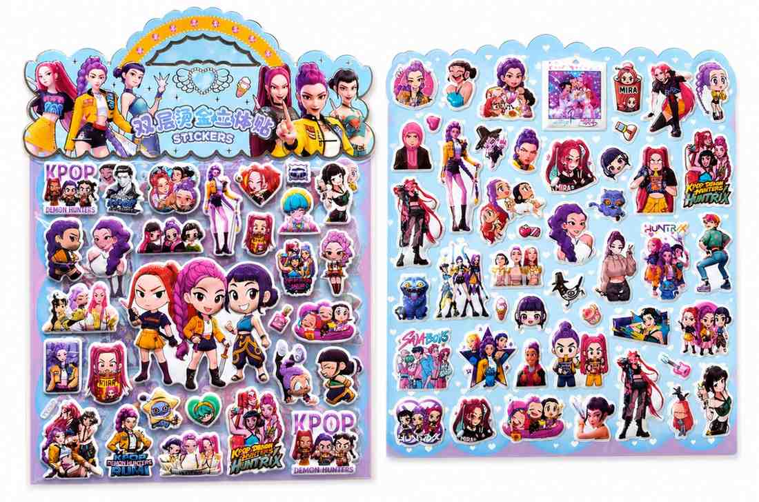 K Pop Demon Hunters Random 1 Set  Sticker wiith 2 Sheets – Cute Waterproof Anime Style Vinyl Stickers for Laptop, Phone, Diary, Scrapbook & Kids Gifts
