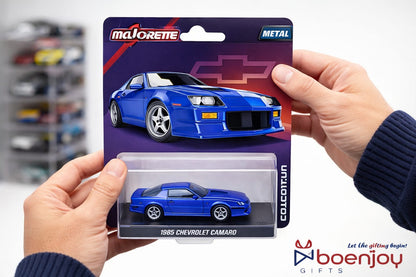 Majorette 1985 Chevrolet Camaro Die-Cast Metal Hot Wheels Toy Car – 1:64 Scale Collectible Model Car for Kids & Collectors (Blue & Red)