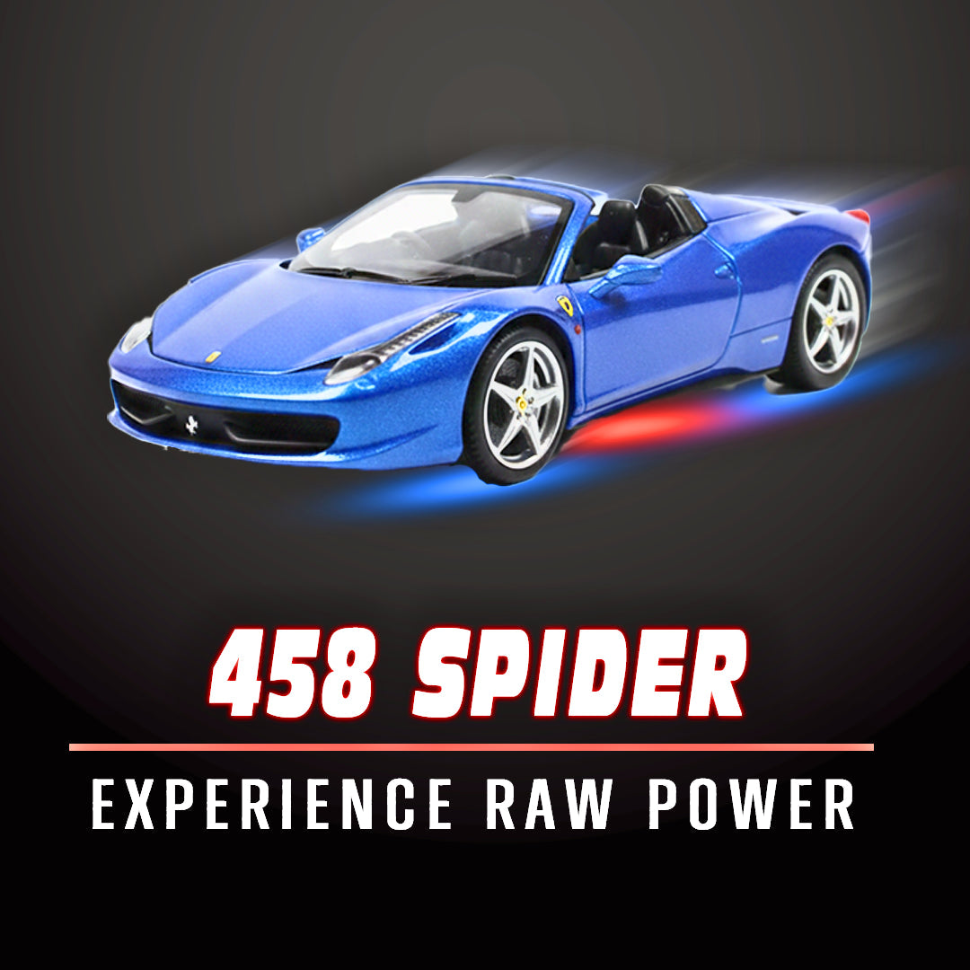 Bburago 458 Spider Blue Die-Cast Metal Model Sports Car – Collectible Toy Car | COD Not Available