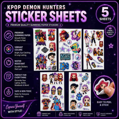 K-Pop Demon Hunters Inspired Ultimate Fan Combo Pack | Acrylic Standee, Magnetic Bookmarks, Keychain, Fridge Magnets & Sticker Sheets