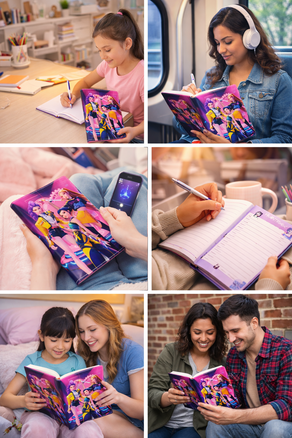 K Pop Demon Hunters Spiral Notebook A5 Size | Hard Cover Single Line Ruled Journal | Writing Diary for Students | School Office College Use | Birthday Gift (Pink)