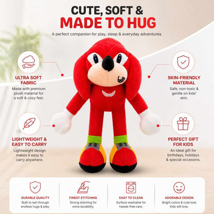 Ugandan Knuckles Plush Toy 32cm | Soft Stuffed Cartoon Character Toy for Kids | Boenjoy Gifts Cute Red Hug Toy for Boys & Girls