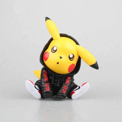 Pikachu Figurine with Hoodie – Cute Cartoon Pikachu Mini Collectible Toy for Desk, Car Dashboard & Room Decoration