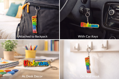 Custom Name MDF Wooden Keychain for Men Women & Couples | Personalized Lover Gift | Painting Kit with Watercolors | Handmade Name Key Ring