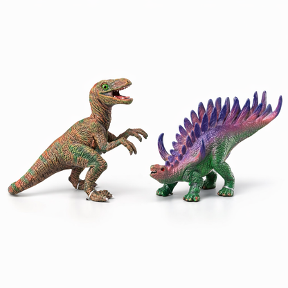 Raptor & Stego Dinosaur Toy Set (Set of 2) – Realistic Simulation Models, Non-Toxic Kids Toys, Desk Decor, Home Decor , Gifts for Boys & Girls (3+)