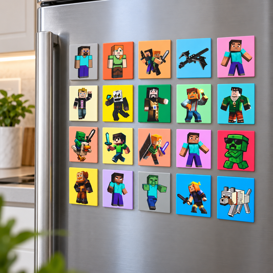 Minecraft Kids Fridge Magnet Set, Refrigerator Magnets | Fun Collectible Gift & Home Décor (Pack of 20) 4x5 cm