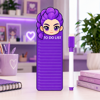 K POP Demon Hunters Acrylic to Do List Board with Marker & Eraser, Reusable Magnetic Daily Planner for Fridge, Study, Office, School & Home, 24 x 9 cm