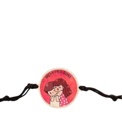 Mela Pala Bhai | Premium Wooden Rakhi | Handmade Paper Packing | Soft Nylon Thread | Size - 4 x 3 cm