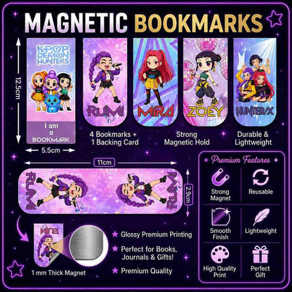 K-Pop Demon Hunters Inspired Ultimate Fan Combo Pack | Acrylic Standee, Magnetic Bookmarks, Keychain, Fridge Magnets & Sticker Sheets