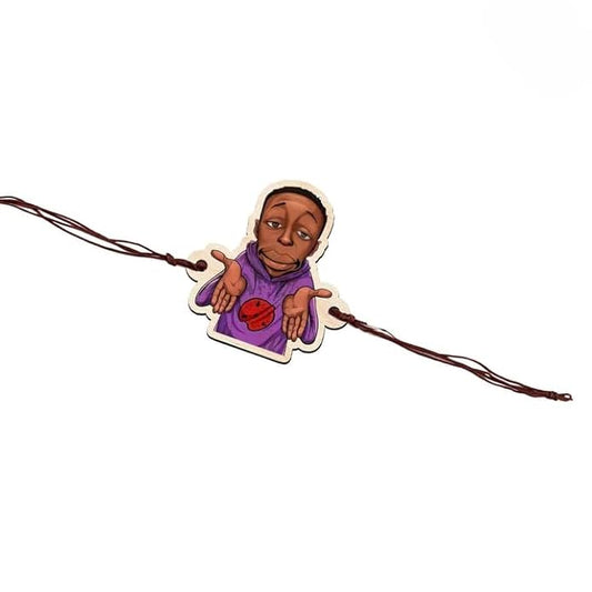 Khaby Lame | Premium Wooden Rakhi | Handmade Paper Packing | Soft Nylon Thread | Size - 4 x 3 cm