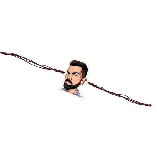 Virat Kohli | Premium Wooden Rakhi | Handmade Paper Packing | Soft Nylon Thread | Size - 4 x 3 cm