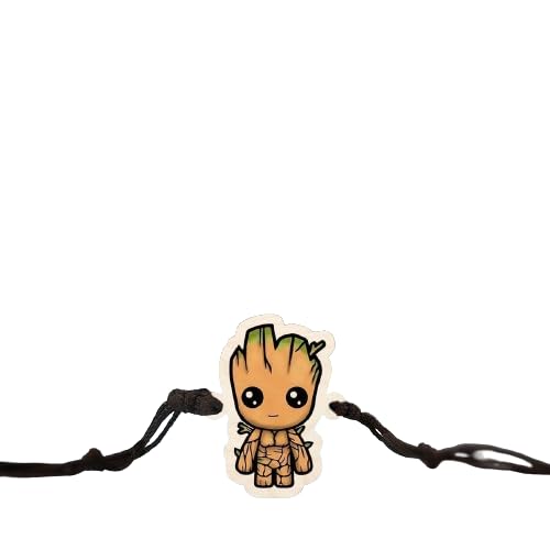 Groot | Premium Wooden Rakhi | Handmade Paper Packing | Soft Nylon Thread | Size - 4 x 3 cm