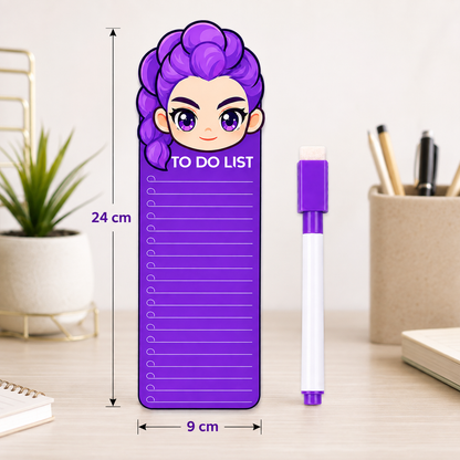 K POP Demon Hunters Acrylic to Do List Board with Marker & Eraser, Reusable Magnetic Daily Planner for Fridge, Study, Office, School & Home, 24 x 9 cm
