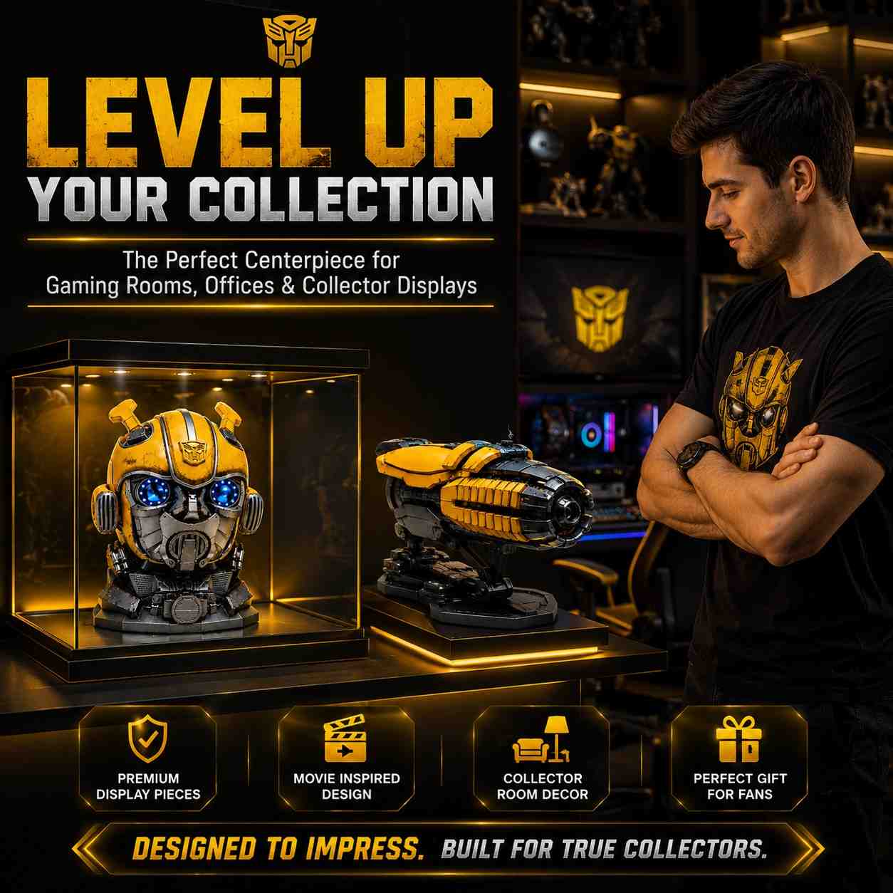 Bumblebee Helmet Bust & Arm Cannon Replica Combo – Premium Collector Display Set ( C0D NOT AVAILABLE)