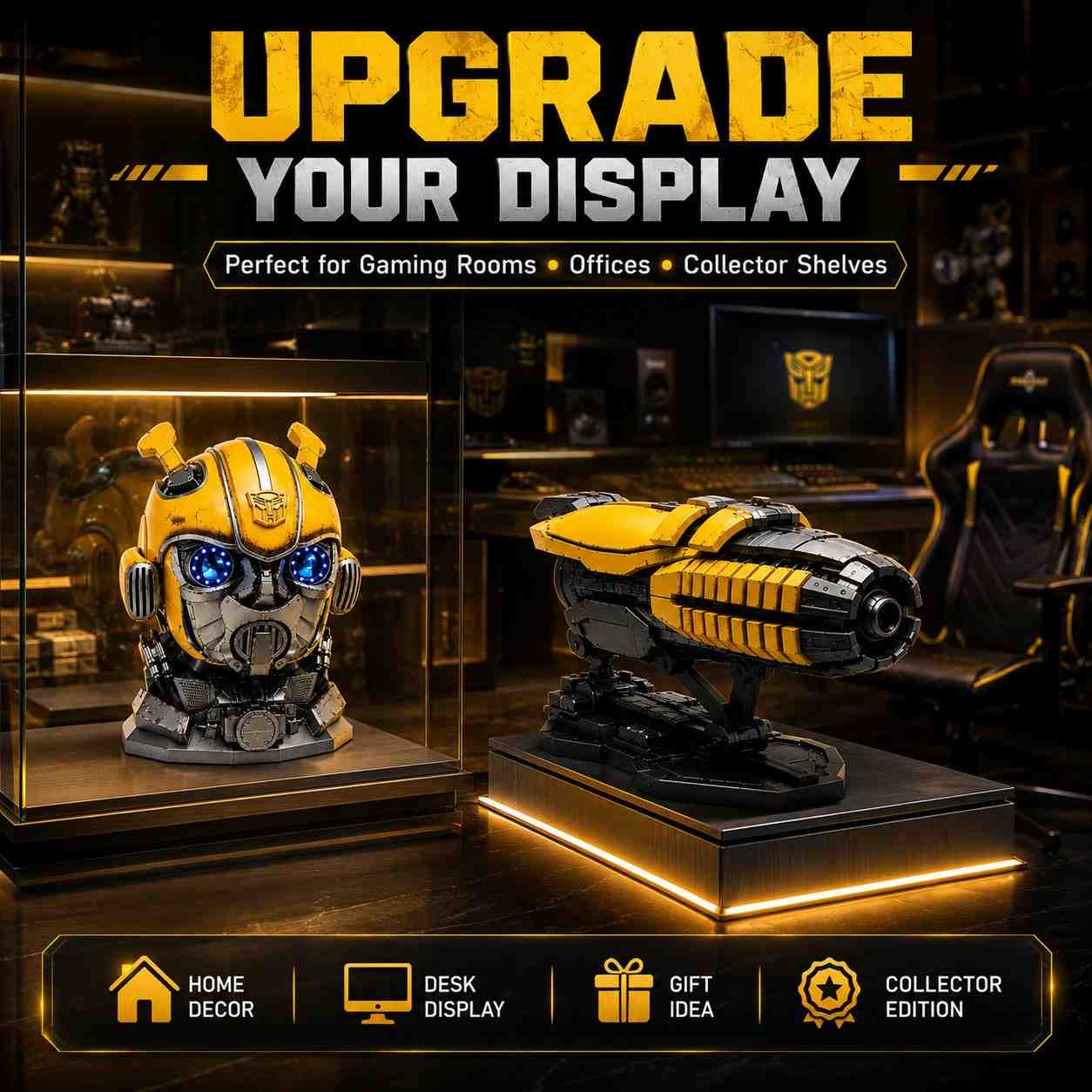 Bumblebee Helmet Bust & Arm Cannon Replica Combo – Premium Collector Display Set ( C0D NOT AVAILABLE)
